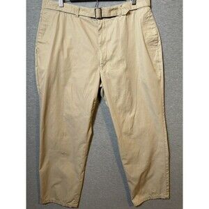 Gitano For Men Khaki Chino Pants Size 38S Flat Front Relaxed Fit Belted